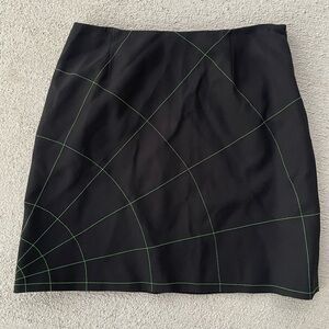 Moschino Cheap & Chic Black Mini Skirt Neon Green Stitching Y2K Designer 46/M